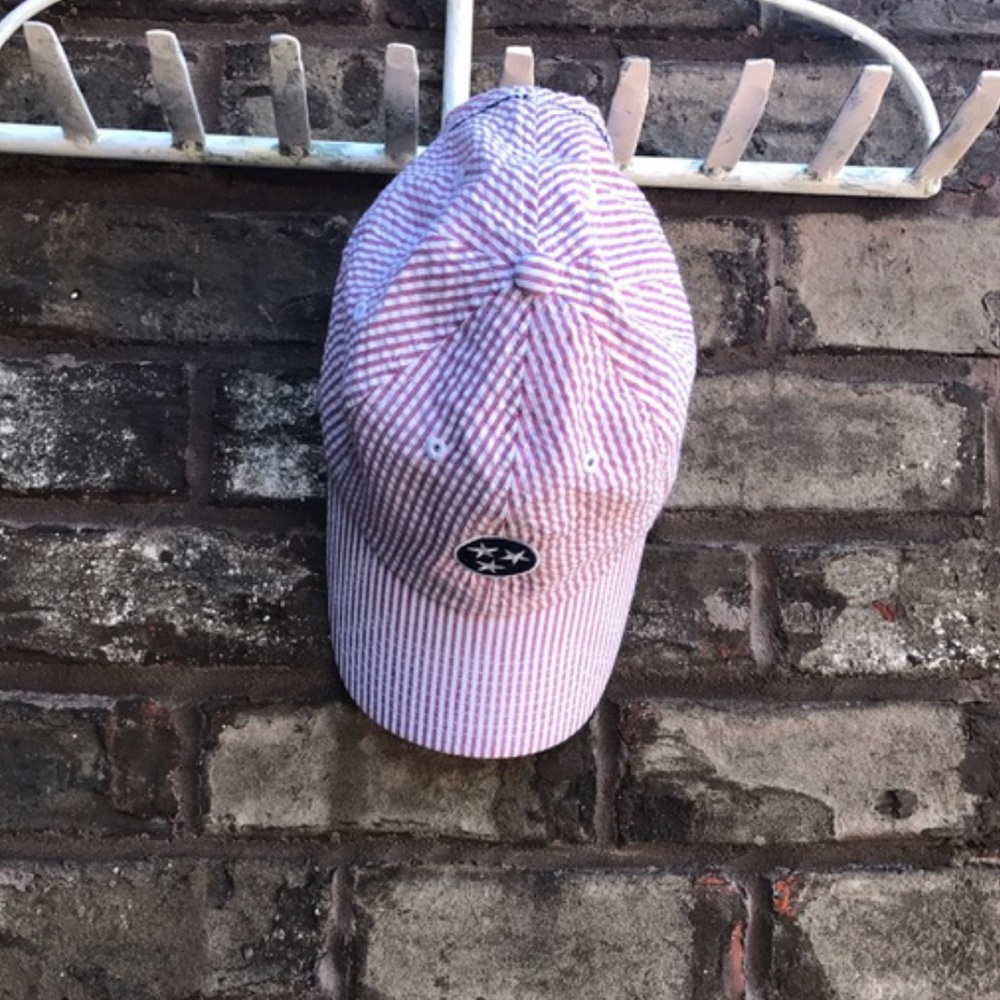 Red Seersucker Volunteer Traditions Hat